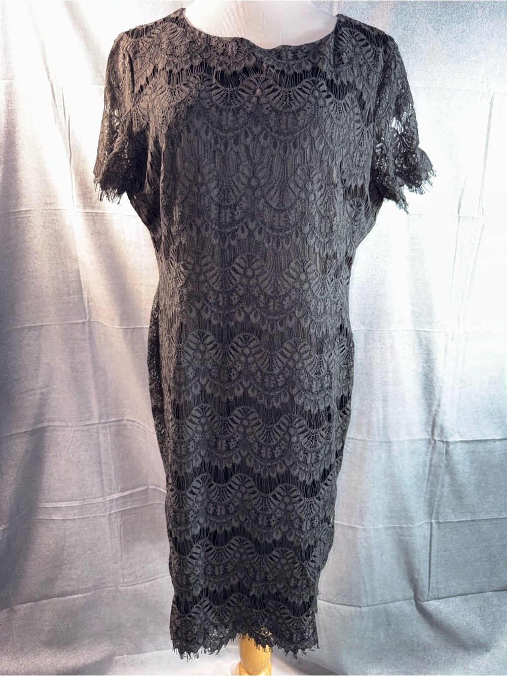 2208-Preston & York Black Lace Shift Dress